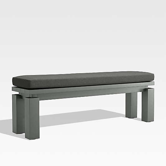 Walker Metal Outdoor Dining Bench with Charcoal Grey Sunbrella ® Cushion