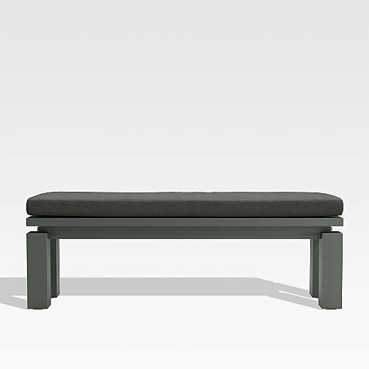 Walker Metal Outdoor Dining Bench with Cast Charcoal Grey Sunbrella ® Cushion