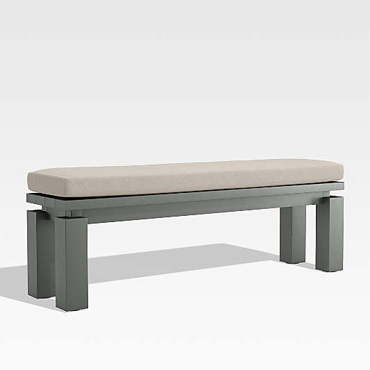 Walker Metal Outdoor Dining Bench with Canvas Flax Beige Sunbrella ® Cushion