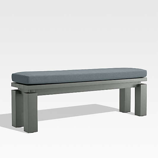 Walker Metal Outdoor Dining Bench with Haze Grey Sunbrella ® Cushion