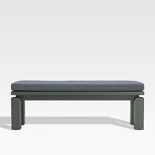 Walker Metal Outdoor Dining Bench with Haze Grey Sunbrella ® Cushion