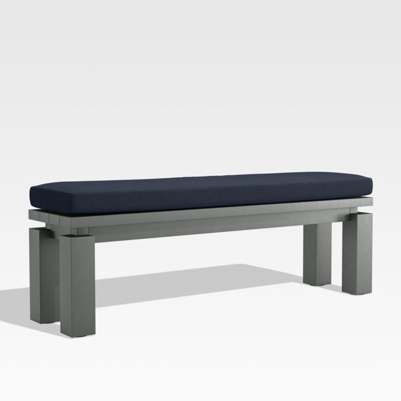 Walker Metal Outdoor Dining Bench with Navy Blue Sunbrella ® Cushion - image 2 of 5