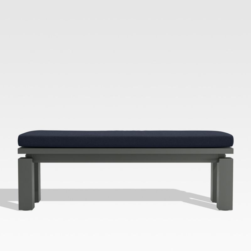 Walker Metal Outdoor Dining Bench with Navy Blue Sunbrella ® Cushion - image 0 of 5