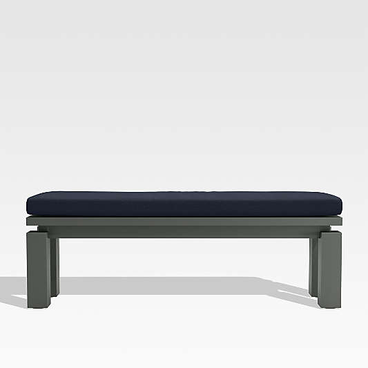 Walker Metal Outdoor Dining Bench with Canvas Navy Blue Sunbrella ® Cushion