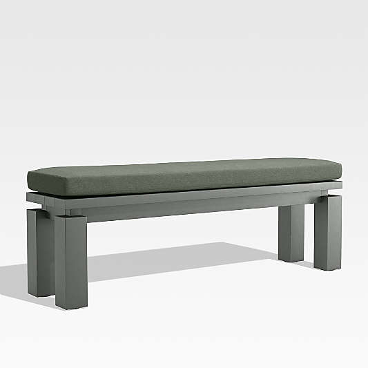 Walker 58" Metal Outdoor Dining Bench with Cast Sage Green Sunbrella ® Cushion