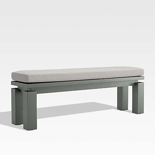 Walker Metal Outdoor Dining Bench with Silver Sunbrella ® Cushion