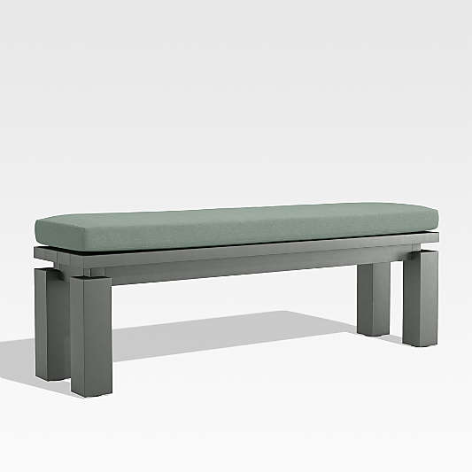 Walker Metal Outdoor Dining Bench with Spa Blue Sunbrella ® Cushion