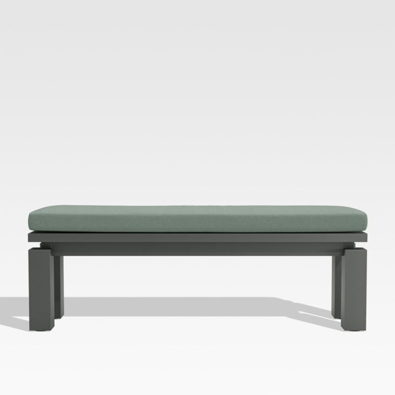 Walker Metal Outdoor Dining Bench with Spa Blue Sunbrella ® Cushion - image 0 of 5