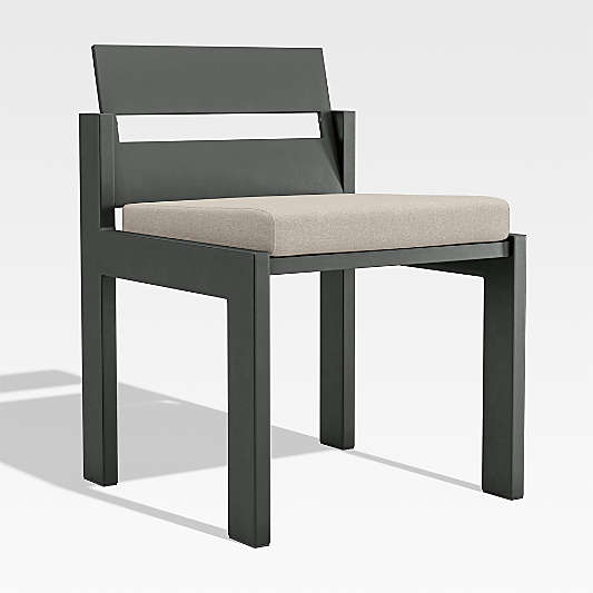 Walker Metal Outdoor Dining Side Chair with Canvas Flax Beige Sunbrella ® Cushions