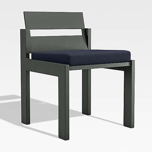 Walker Metal Outdoor Dining Side Chair with Navy Blue Sunbrella ® Cushion