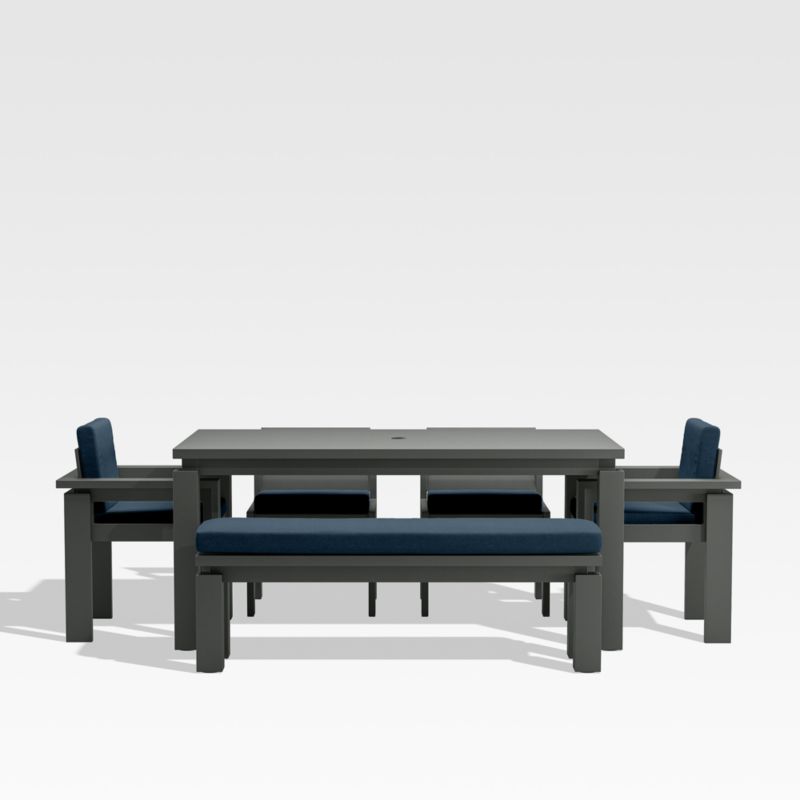 Viewing product image Walker 68" Metal Outdoor Dining Table Set with Cast Harbor Blue Sunbrella ® Cushions - image 1 of 2