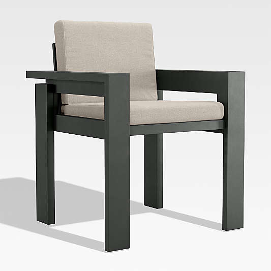 Walker Metal Outdoor Dining Armchair with Canvas Flax Beige Sunbrella ® Cushions
