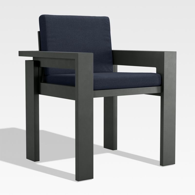 Walker Metal Outdoor Dining Arm Chair with Navy Blue Sunbrella ® Cushions - image 3 of 7