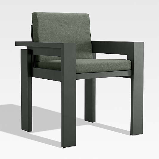 Walker Metal Outdoor Dining Armchair with Cast Sage Green Sunbrella ® Cushions