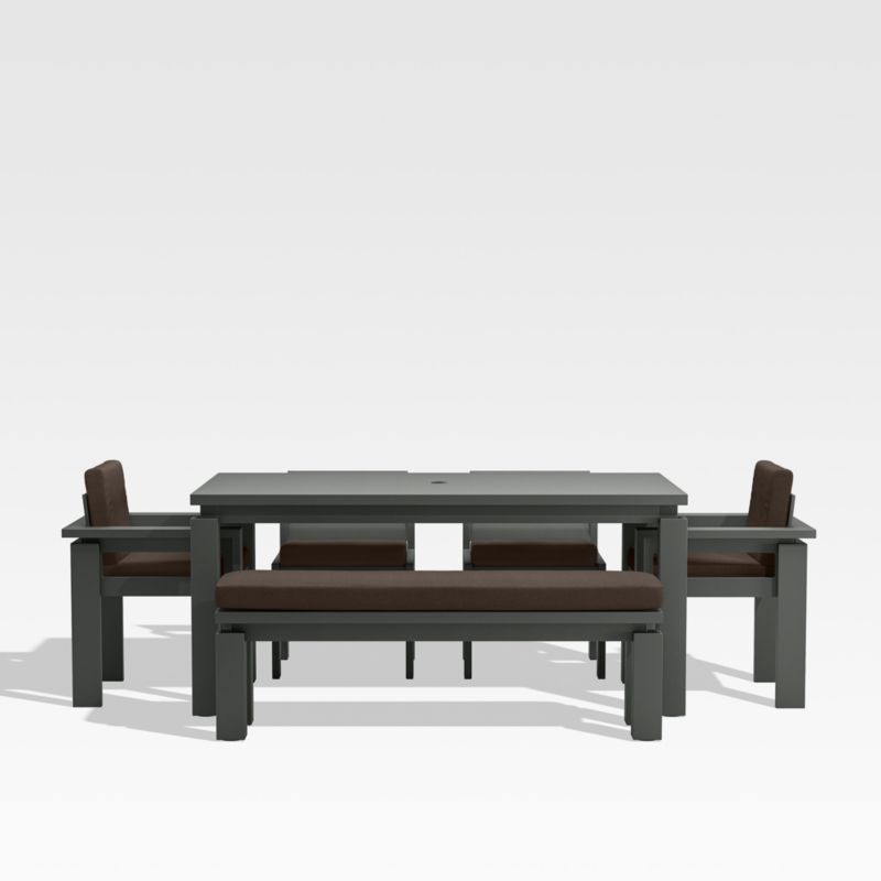 Viewing product image Walker 68" Metal Outdoor Dining Table Set with Canvas Java Brown Sunbrella ® Cushions - image 1 of 2