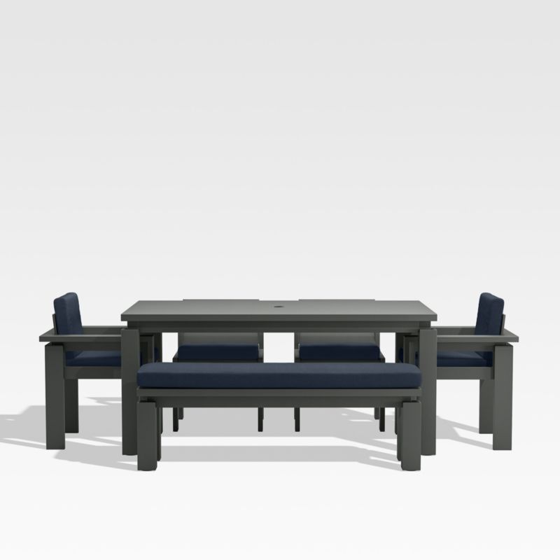 Walker 68" Metal Outdoor Dining Table Set with Canvas Navy Blue Sunbrella ® Cushions - image 0 of 2