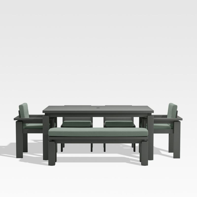 Viewing product image Walker 68" Metal Outdoor Dining Table Set with Canvas Spa Blue Sunbrella ® Cushions - image 1 of 2