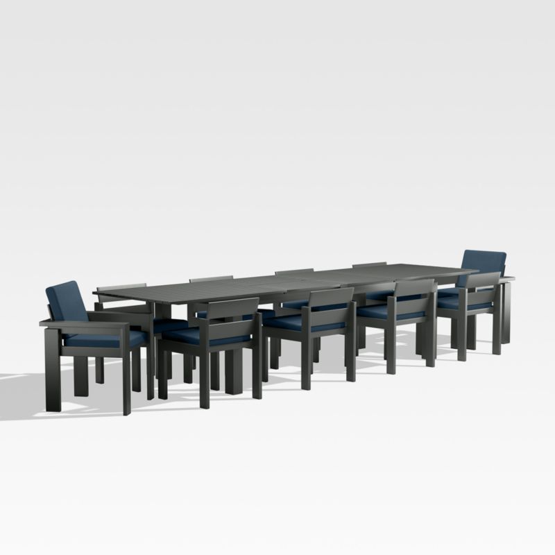 Viewing product image Walker 96" Metal Extension Outdoor Dining Table Set with Cast Harbor Blue Sunbrella ® Cushions - image 1 of 2