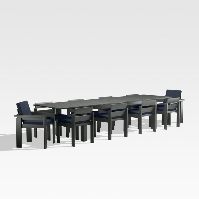 Viewing product image Walker 96" Metal Extension Outdoor Dining Table Set with Canvas Navy Blue Sunbrella ® Cushions - image 1 of 2