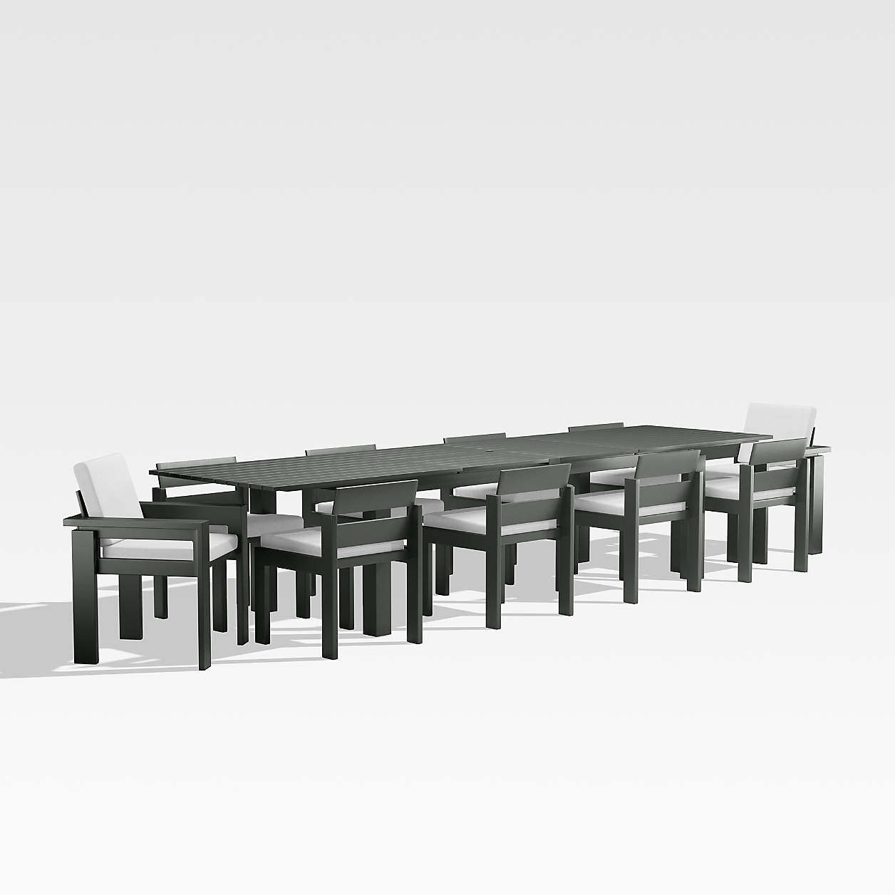 Walker Extendable Outdoor Dining Table Set with White Sunbrella