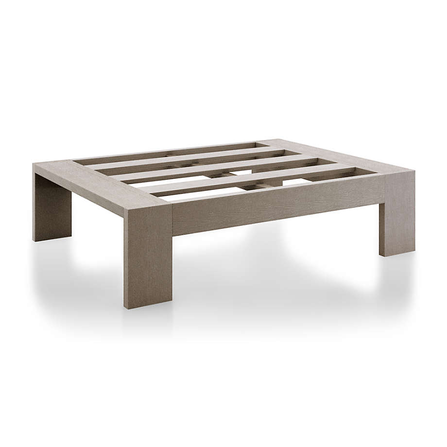 Walker Grey Wash Teak Outdoor Patio Ottoman + Reviews Crate & Barrel