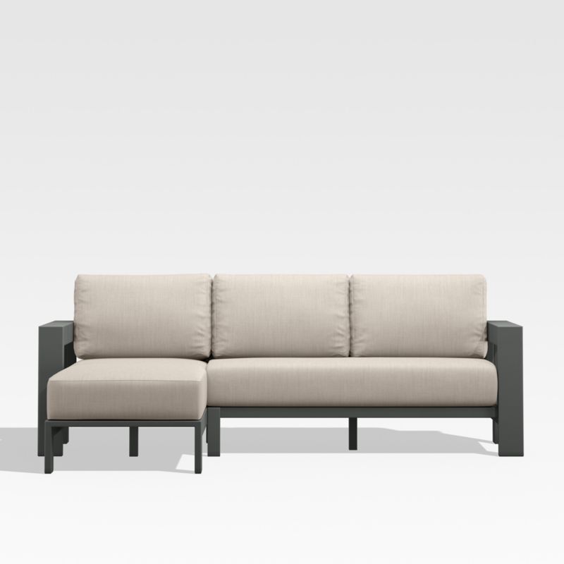 Walker Black Metal 2-Piece Left-Arm Chaise Outdoor Sectional Sofa with Flax Beige Sunbrella ® Cushions - image 0 of 7