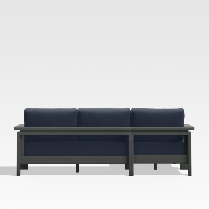 Walker Black Metal 2-Piece Left-Arm Chaise Outdoor Sectional Sofa with Navy Blue Sunbrella ® Cushions - image 5 of 6