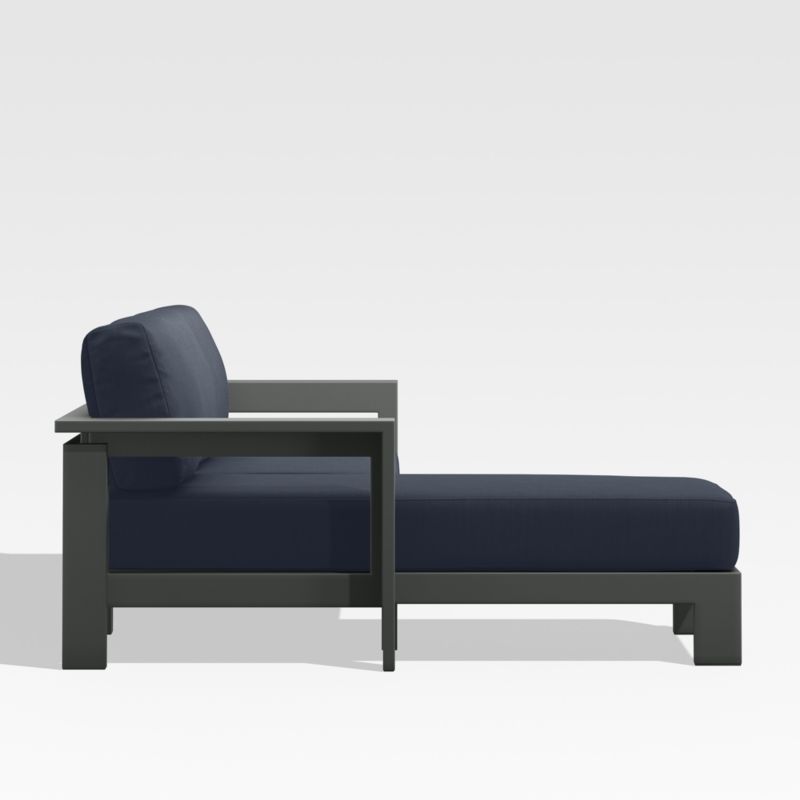 Walker Black Metal 2-Piece Left-Arm Chaise Outdoor Sectional Sofa with Navy Blue Sunbrella ® Cushions - image 4 of 6