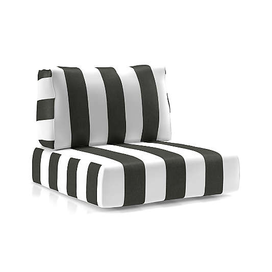 Walker Black Cabana Stripe Sunbrella ® Lounge Chair Cushions