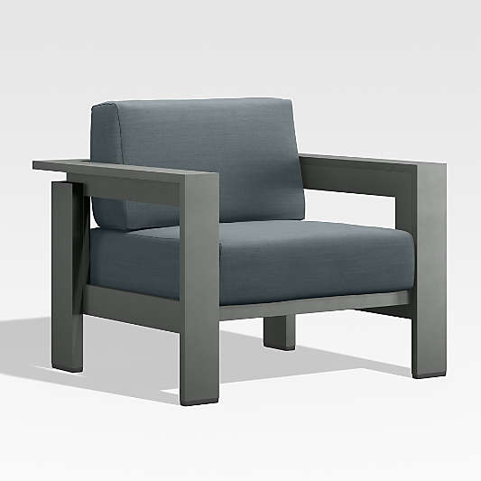 Walker Metal Outdoor Lounge Chair with Haze Grey Sunbrella ® Cushions