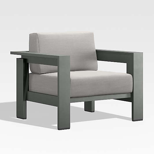 Walker Metal Outdoor Lounge Chair with Silver Sunbrella ® Cushions