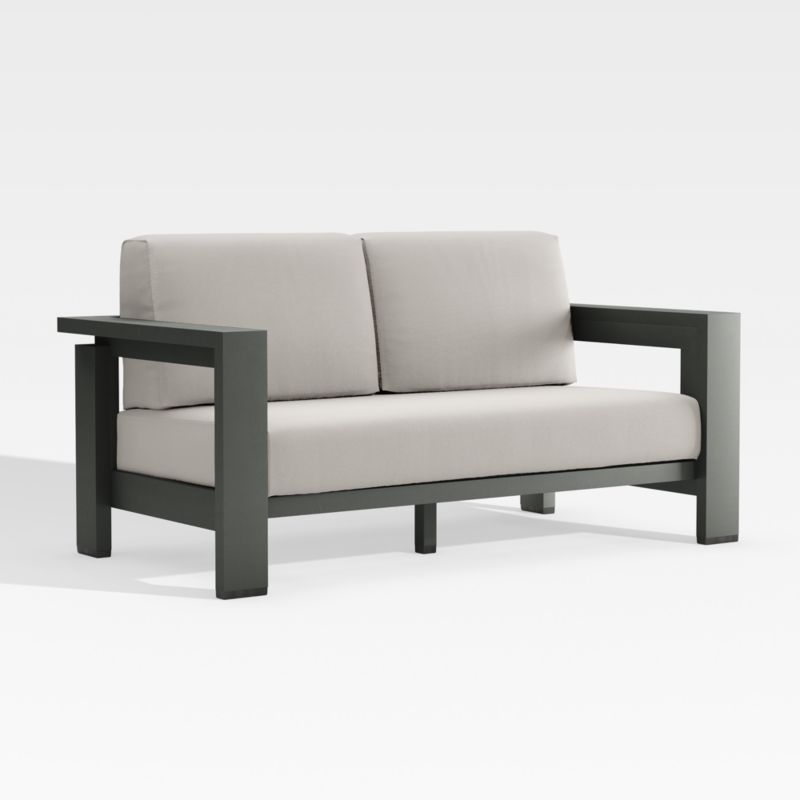 Walker Metal Outdoor Loveseat with Ash Brown Sunbrella ® Cushions - image 4 of 10