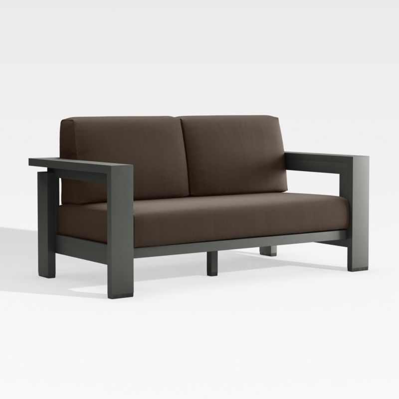 Walker Metal Outdoor Loveseat with Java Brown Sunbrella ® Cushions - image 4 of 10