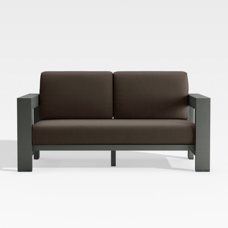 Walker Metal Outdoor Loveseat with Java Brown Sunbrella ® Cushions - image 0 of 10