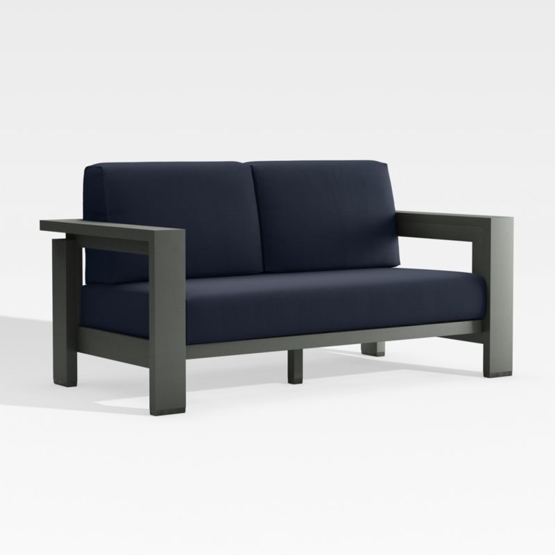 Walker Metal Outdoor Loveseat with Navy Blue Sunbrella ® Cushions - image 2 of 9