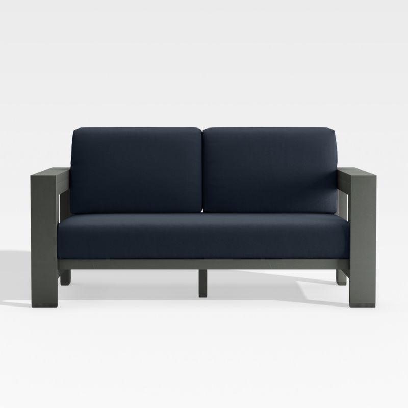 Walker Metal Outdoor Loveseat with Navy Blue Sunbrella ® Cushions - image 0 of 9