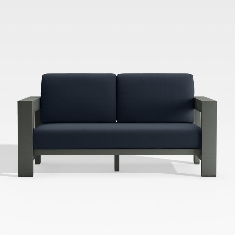 Walker 63" Metal Outdoor Loveseat with Canvas Navy Blue Sunbrella ® Cushionsh