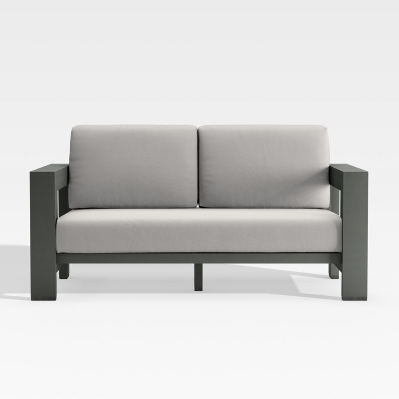 Viewing product image Walker 63" Metal Outdoor Loveseat with Cast Silver Sunbrella ® Cushions - image 1 of 9