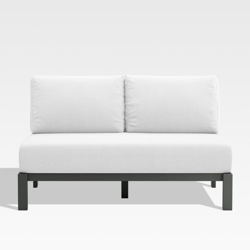 Walker Metal Outdoor Armless Loveseat with White Cushions