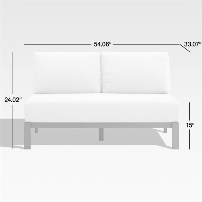 View Walker Metal Outdoor Armless Loveseat with White Cushions - image 2 of 4