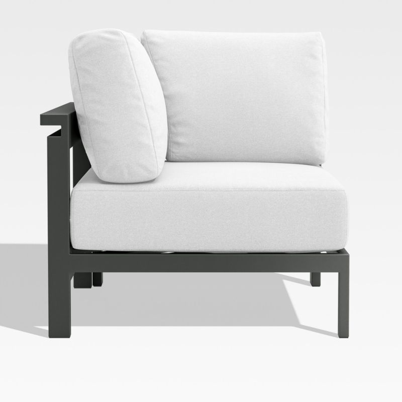Walker Metal Outdoor Corner Chair with White Cushions