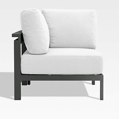 Walker Metal Outdoor Corner Chair with Canvas White Cushions