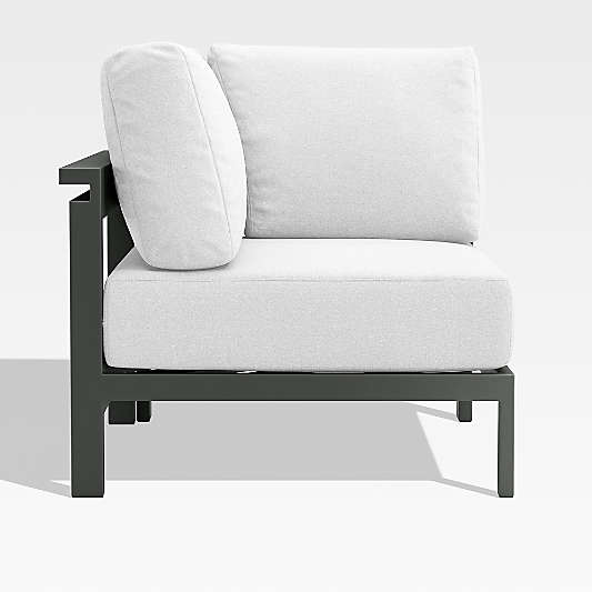 Walker Metal Outdoor Corner Chair with Canvas White Cushions
