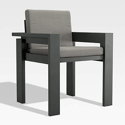 Walker Metal Outdoor Dining Armchair with Canvas Charcoal Sunbrella ® Cushions