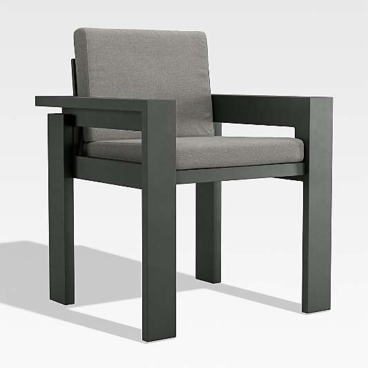 Walker Canvas Charcoal Sunbrella® Outdoor Dining Arm Chair Cushions