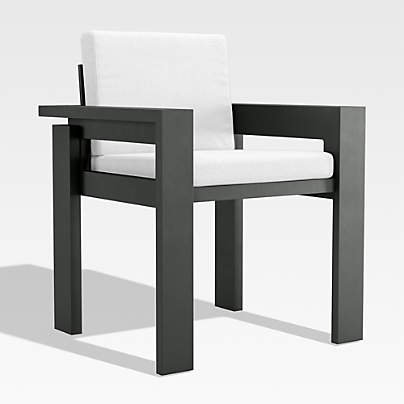 Walker Metal Outdoor Dining Armchair with Canvas White Sunbrella ® Cushions