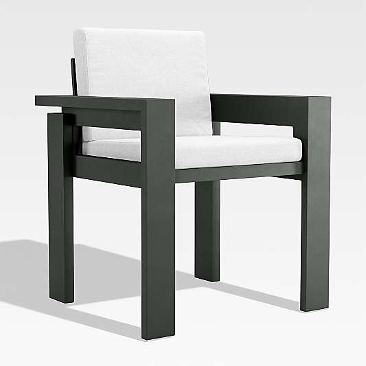 Walker Metal Outdoor Dining Armchair with Canvas White Sunbrella ยฎ Cushions