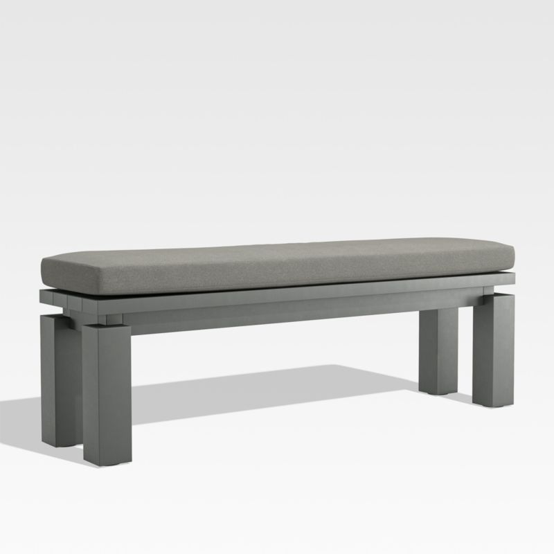 Walker Metal Outdoor Dining Bench with Graphite Sunbrella ® Cushion