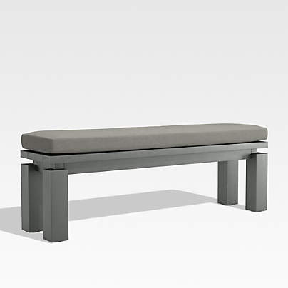 Walker Metal Outdoor Dining Bench with Canvas Charcoal Sunbrella ® Cushions