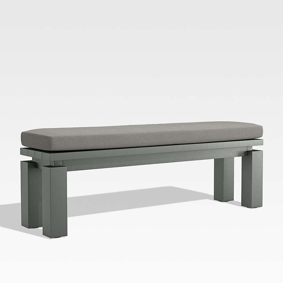 Walker Metal Outdoor Dining Bench Graphite Sunbrella Cushion +